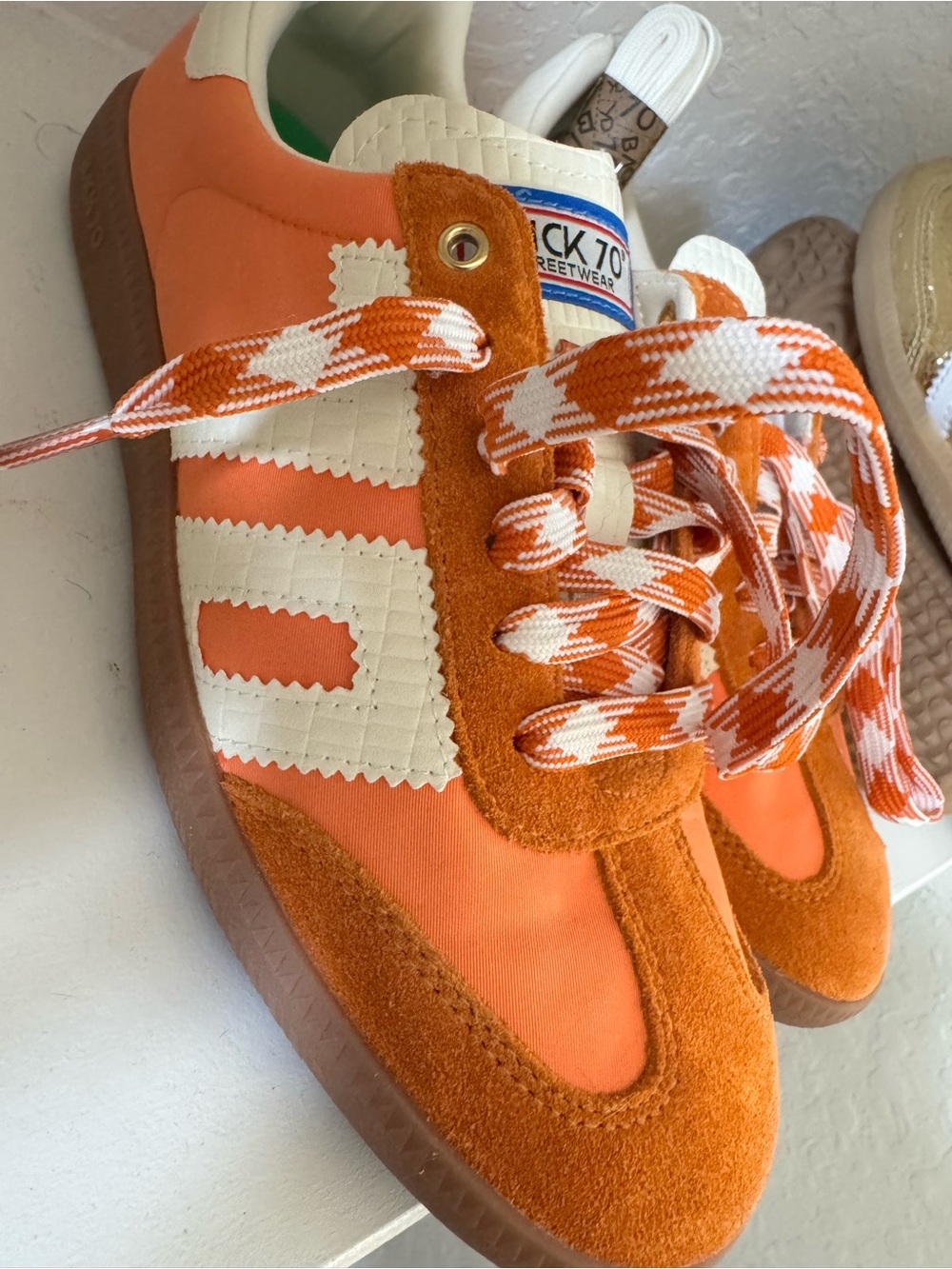 Back 70| Women’s Orange & White Suede Sneakers | Size 38